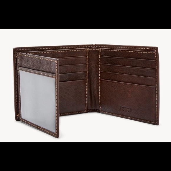 BRAND NEW WITH TAGS MEN'S FOSSIL BROWN LEATHER WALLET WITH FREE FOSSIL BAG - Picture 2 of 3